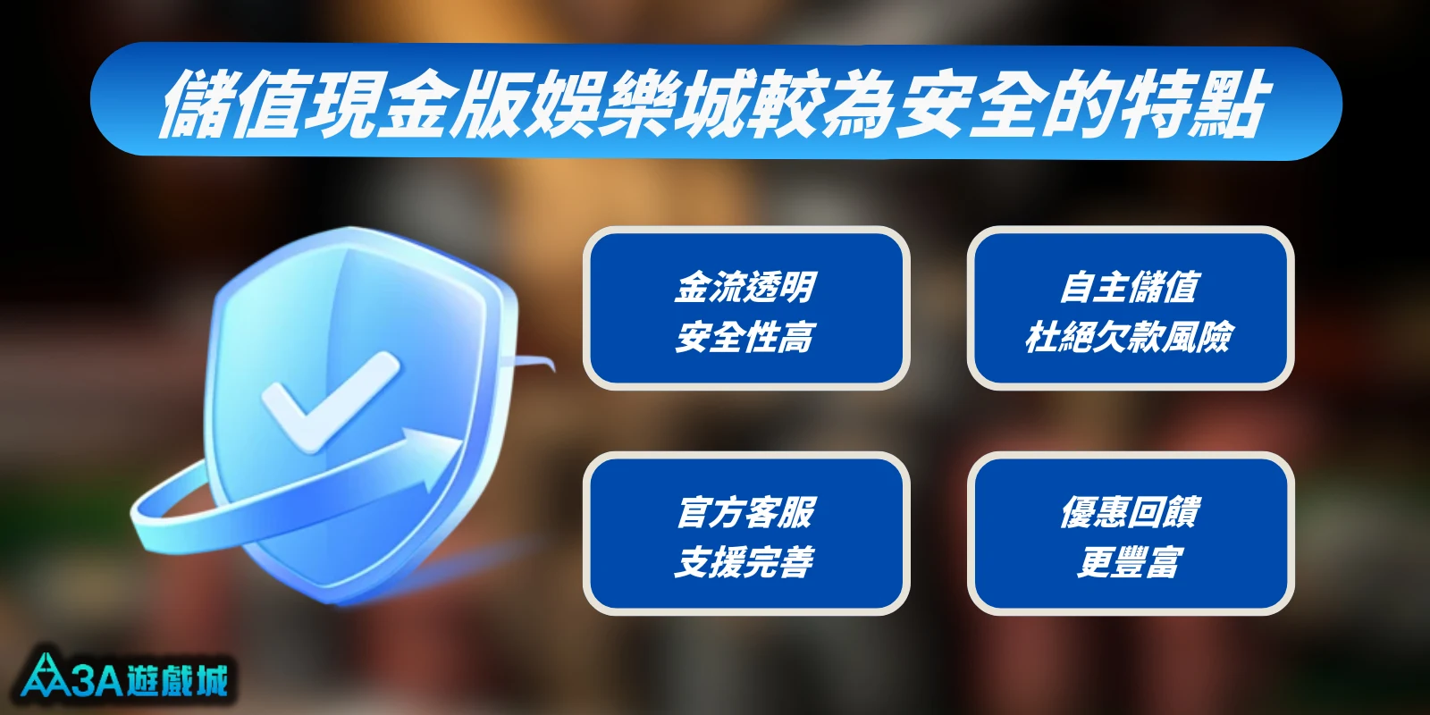 現金版娛樂城安全特點圖解：金流透明、自主儲值、官方客服支援、優惠回饋豐富。