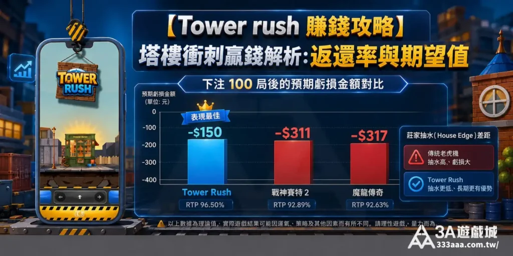 塔樓衝刺返還率與其它機台返還率（RTP）對比圖解